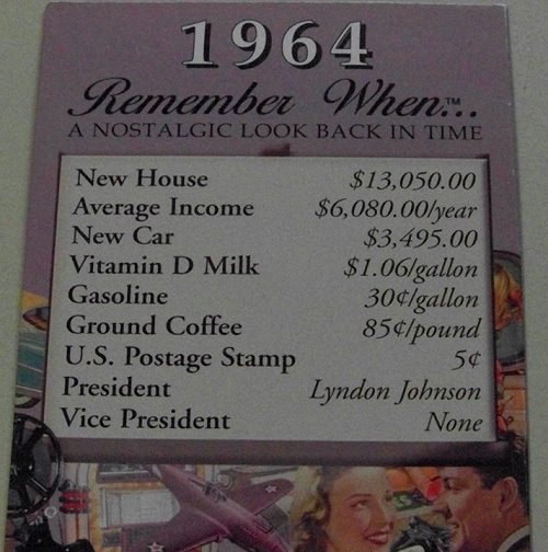 Cost of items in 1964