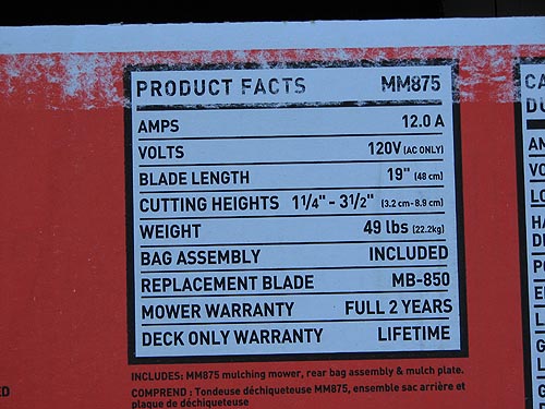 Label Specs Black & Decker 19