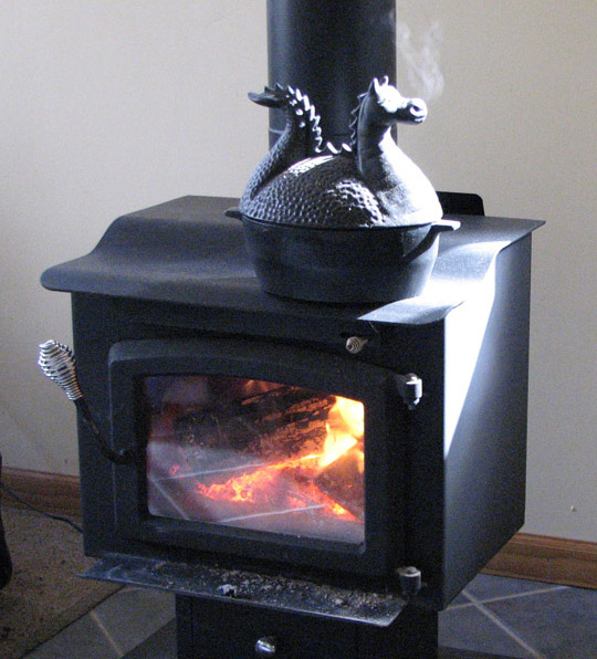 wood stove with dragon