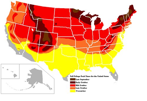 2012 Fall Foliage Map - US