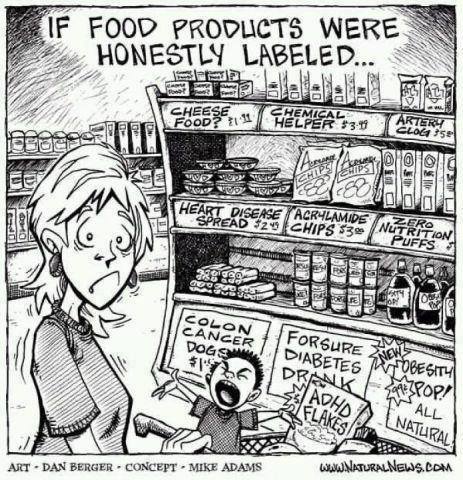 Cartoon - what is NOT on food labels