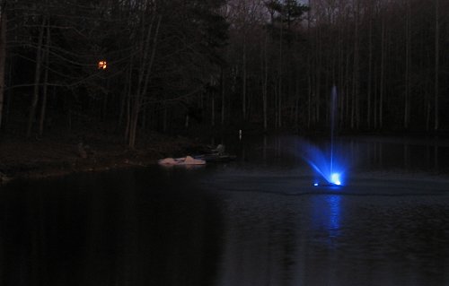 Fountain at night with lights